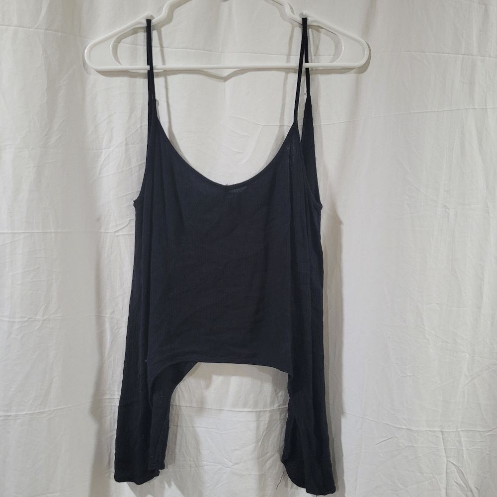 Womens Size Small Black Flowy Abstract Hem Tank Top